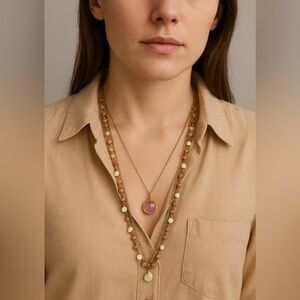 𝅺lonna LILLY Two Row Shaky Goldton Pendant Necklace